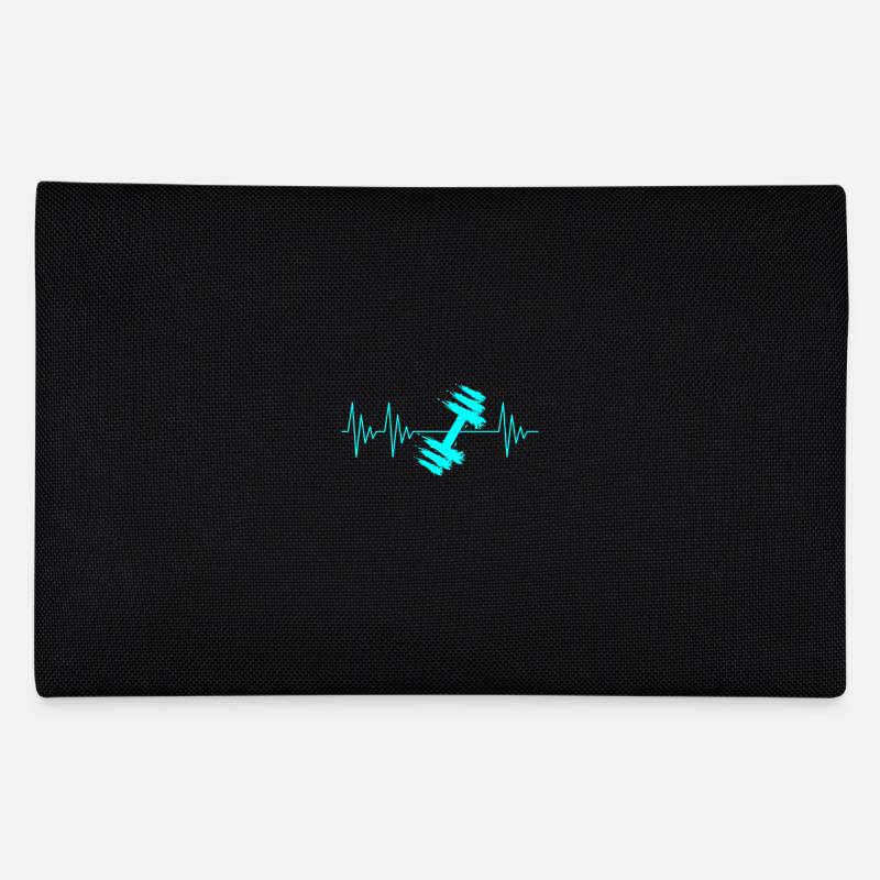 Hantel Herzschlag Wasserblau - Federtasche - Schwarz