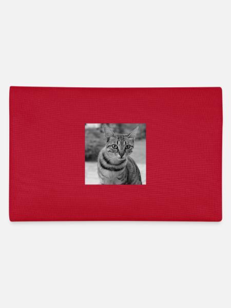 Katze Hintergrund Porträt weiß-schwarz - Federtasche - Rot - Hinten