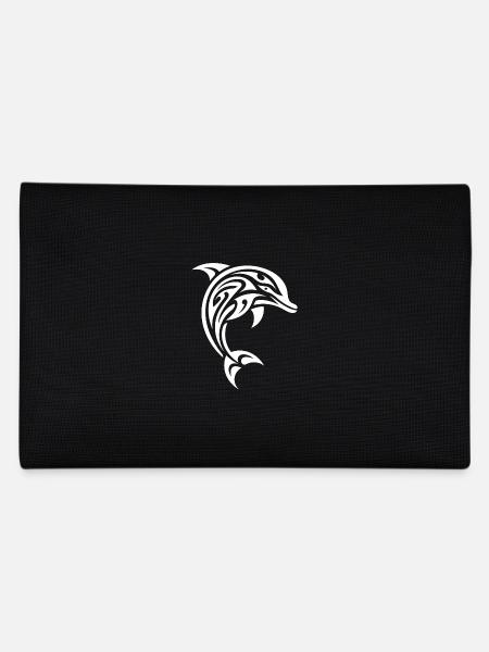 Eleganter Springender Tattoo Tümmler - Federtasche - Schwarz - Hinten