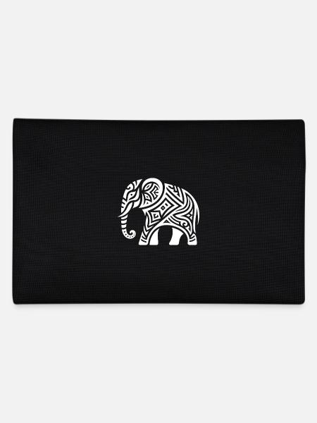 Elephant Tribal Art Tattoo with Big Ears - Pencil Case - black - Back