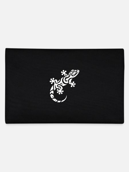 Petit gecko mignon dans le style de tatouage tribal - Trousse - noir - Dos