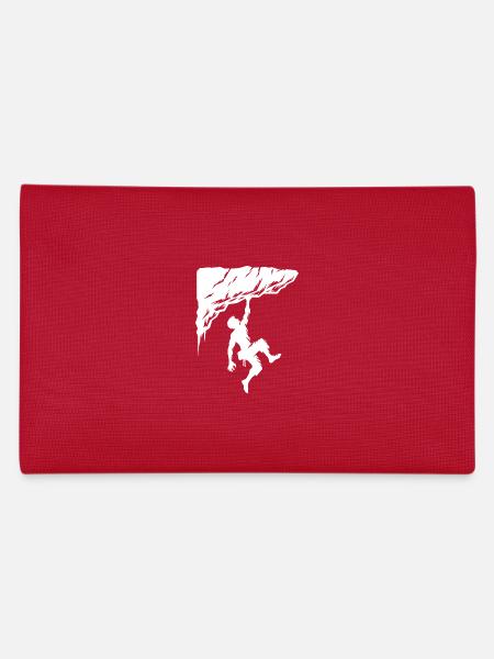 Man free climbing on overhang rocks - Pencil Case - red - Back