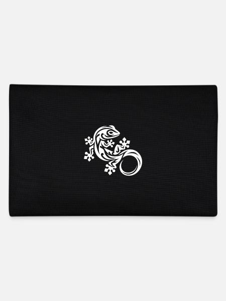 Gecko in Tribal Tattoo Style - Pencil Case - black - Back