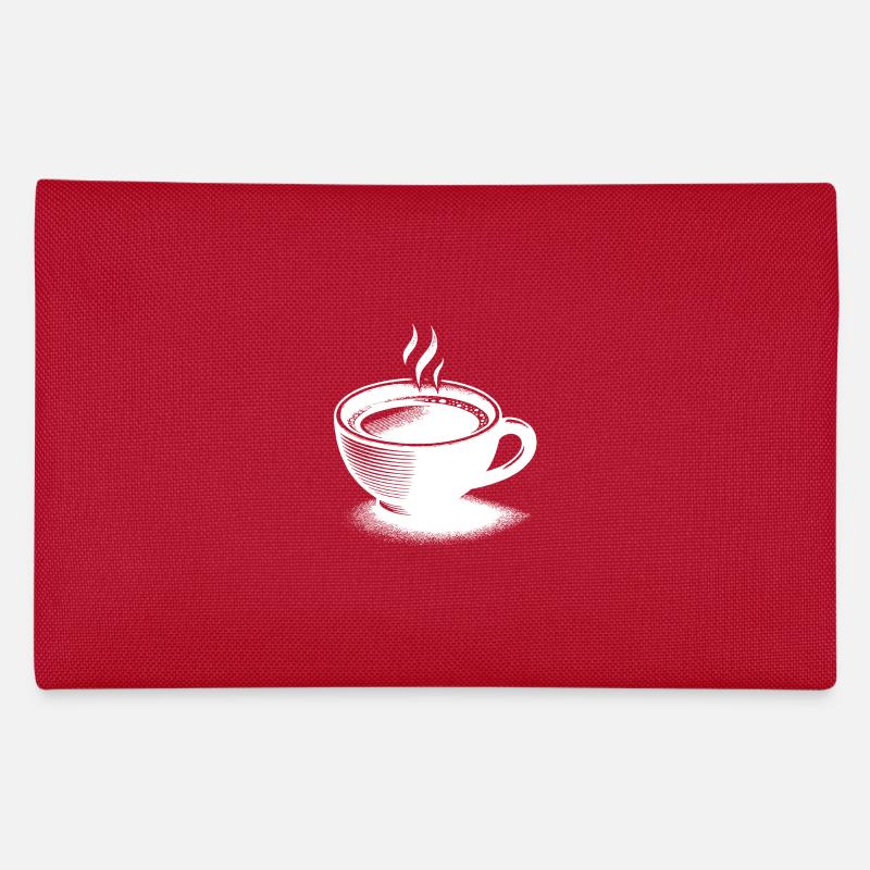 Dampfende heisse Kaffeetasse mit Kaffee Federtasche