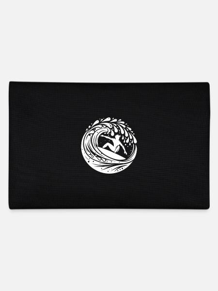 Surfer surfing in the waves with surfboard - Pencil Case - black - Back