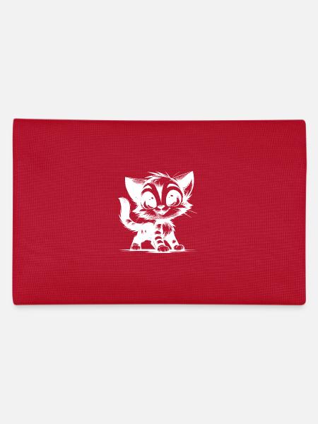 Smiling Cats Baby Drawing - Pencil Case - red - Back