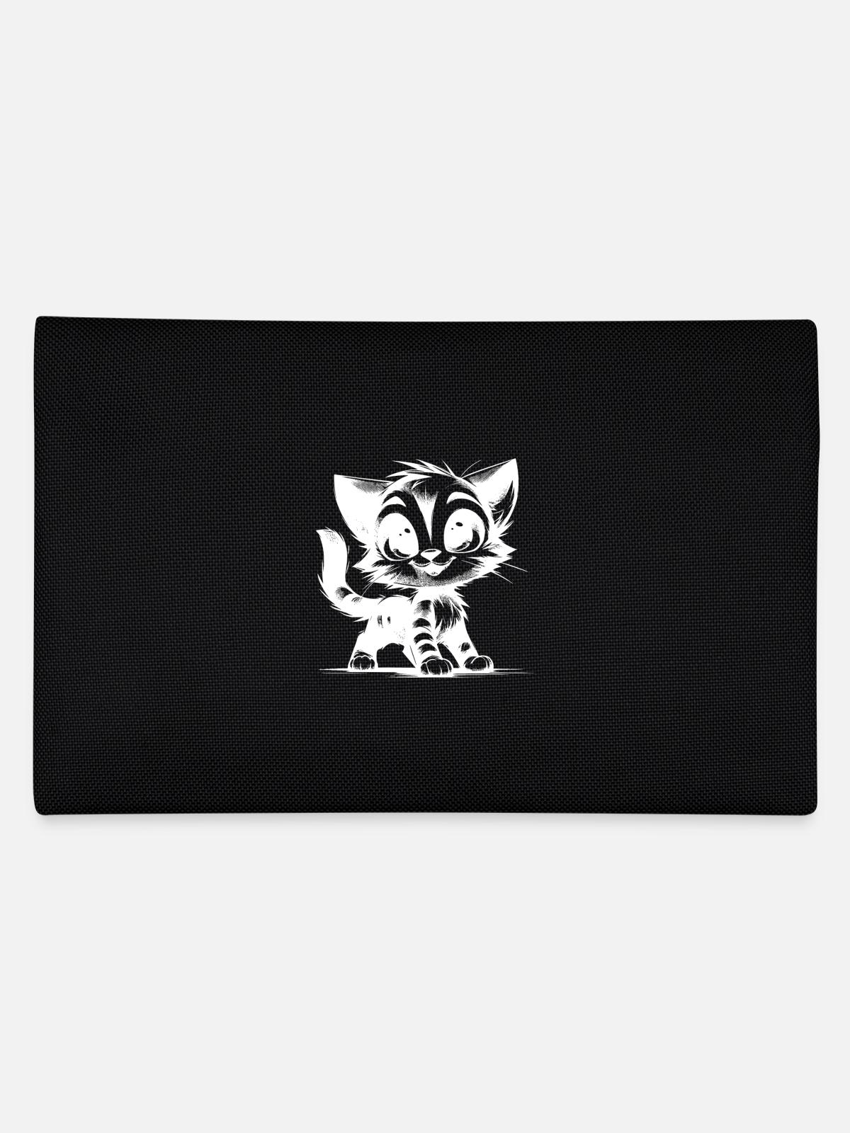 Chat souriant Dessin de bébé - Trousse - noir - Dos