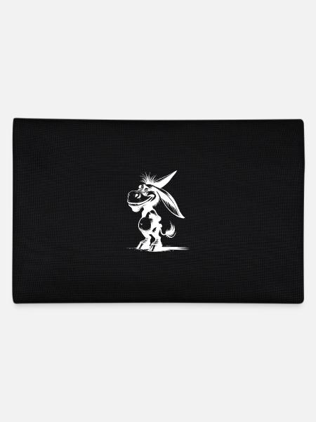 Smiling Donkey Grinning Long-Eared Caricature - Pencil Case - black - Back