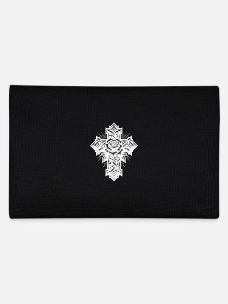 Croix géométrique avec rose et feuilles - Trousse - noir - Dos