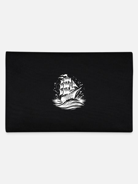 Vieux voilier dans une mer agitée avec des vagues - Trousse - noir - Dos