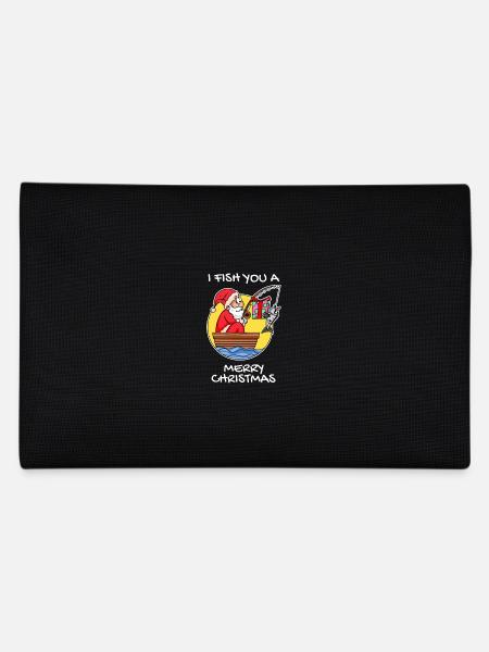Funny angler Santa Claus fish Christmas - Pencil Case - black - Back