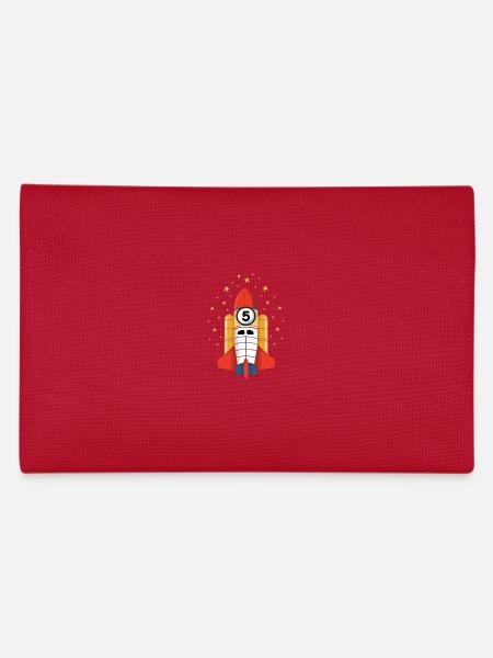 5th Birthday Party Rocket Ship Outer Space Gift - Pencil Case - red - Back