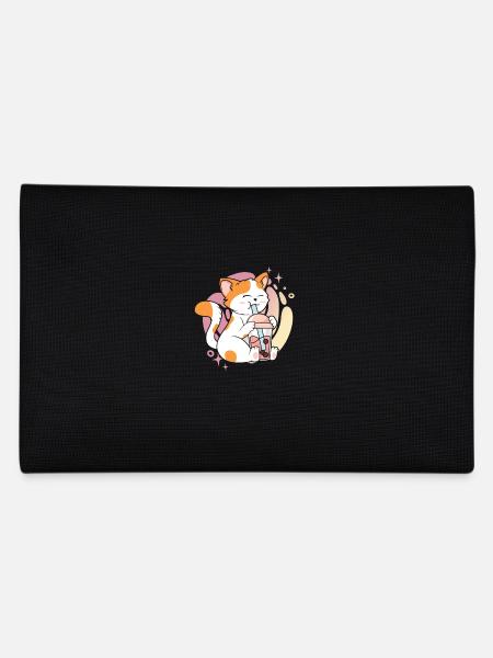 Kawaii Cat Bubble Tea Boba Tea Cat - Pencil Case - black - Back