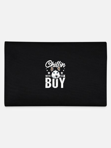 Chillin with my boy, siberian husky - Pencil Case - black - Back