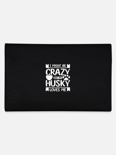 I might be crazy but my siberian husky loves me - Pencil Case - black - Back