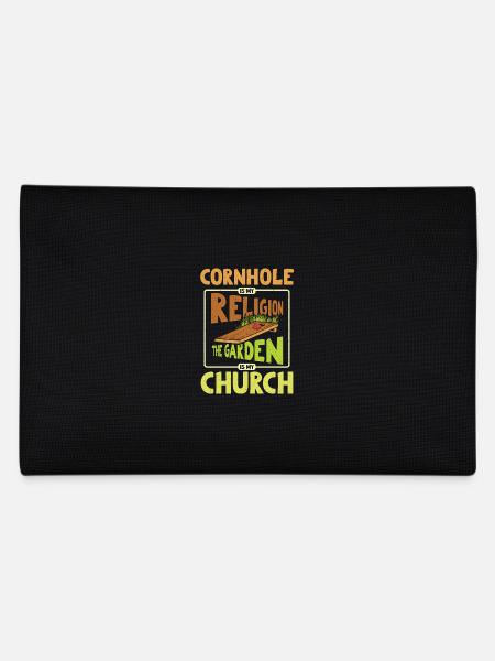 Cornhole ist Religion, der Garten ist Kirche - Federtasche - Schwarz - Hinten