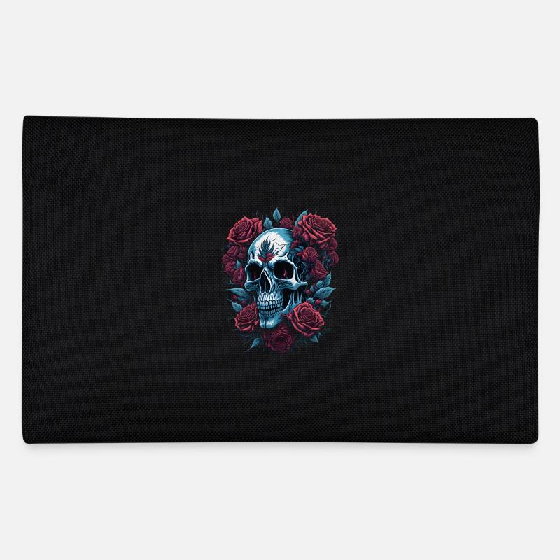 Totenkopf mit Rosen Blumen Federtasche