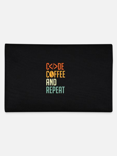 Coder Spruch Code Coffee and Repeat - Pencil Case - black - Back