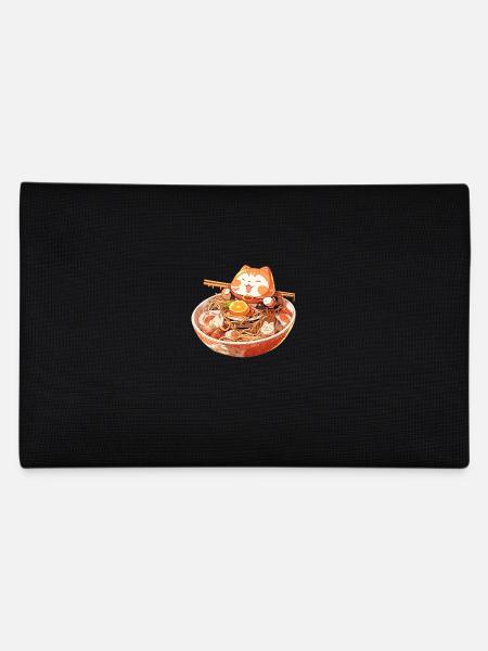 Anime Manga Kawaii Cat Eats Ramen Noodles - Pencil Case - black - Back