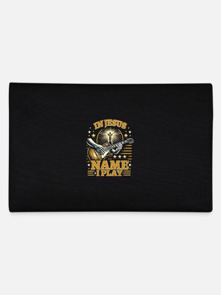 In Jesus Name I Play Guitar Christian Guitarist - Pencil Case - black - Back