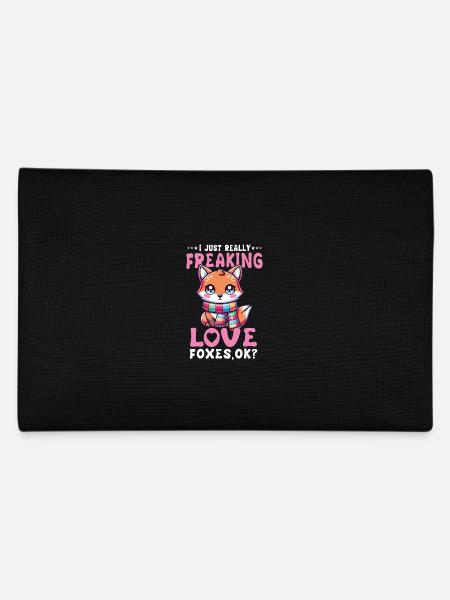 Kawaii Fox with Scarf I Just Freaking Love Foxes - Pencil Case - black - Back