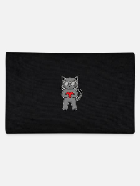 Katze mit Herz und Brille - Britisch Kurzhaar - Federtasche - Schwarz - Hinten