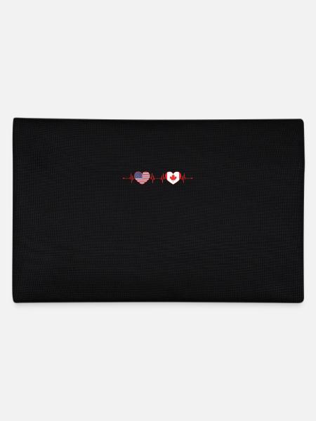 USA Canada Heartbeat American Canadian Heart Flag - Pencil Case - black - Back