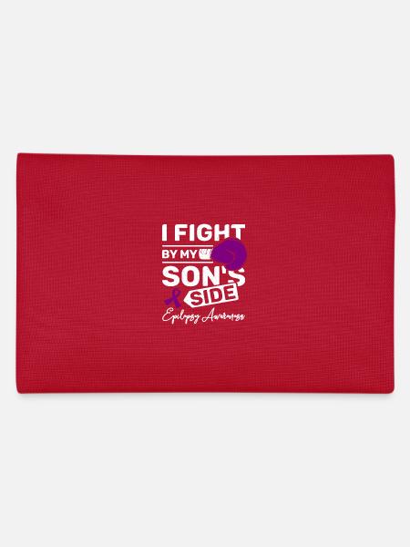I fight by my son's side, epilepsy awareness - Pencil Case - red - Back
