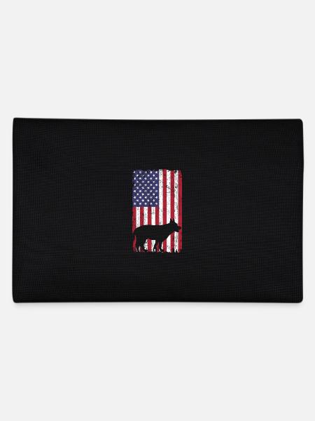 Deutscher Schäferhund Hund mit USA Flagge - Federtasche - Schwarz - Hinten