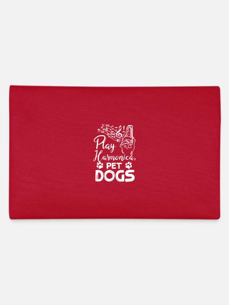 Dog owner harmonicist play harmonica pet dogs - Federtasche - Rot - Hinten