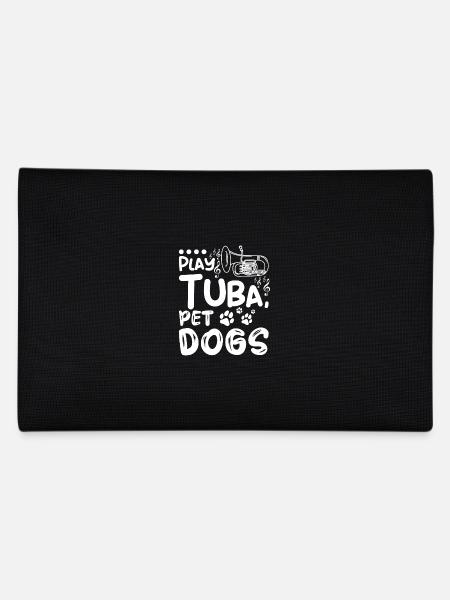 Dog owner play tuba pet dogs - Pencil Case - black - Back