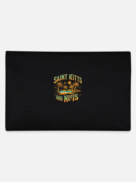 Saint Kitts And Nevis Souvenir Island Paradise Retro - Pencil Case - black - Back