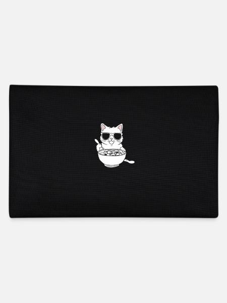 Cat in sunglasses eating cereal - Pencil Case - black - Back
