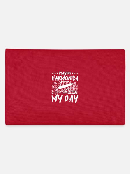 Playing harmonica makes my day - Federtasche - Rot - Hinten