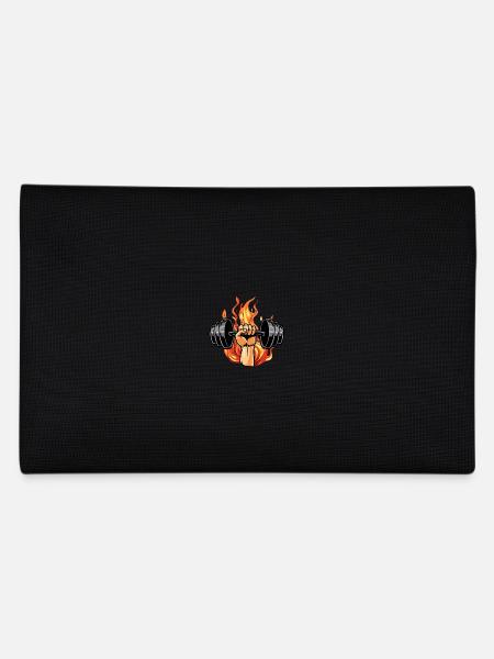 Fitness Motivation Bodybuilder Fire Dumbbell - Pencil Case - black - Back