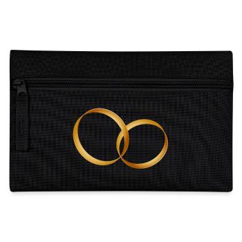 zwei goldene Ringe - Ehering - Hochzeit - Federtasche - Schwarz - Vorne