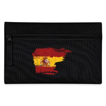 Spain Flag Brushstroke Crest - Pencil Case - black - Front