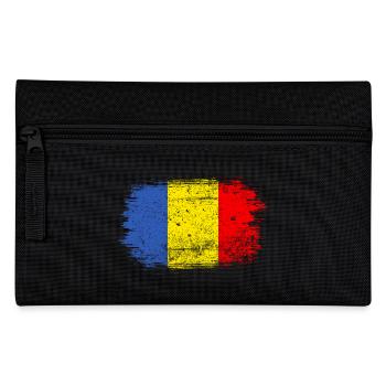 Brushstroke Romanian Flag - Pencil Case - black - Front