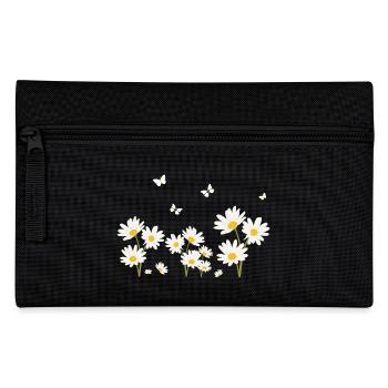 Fleurs marguerites et papillons - Trousse - noir - Devant