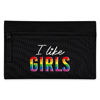 LGBTQIA+ I like girls Regenbogen Flagge lesbian - Federtasche - Schwarz - Vorne