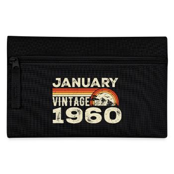 January 1960 Vintage Birthday 1960's, Born 1960 - Pencil Case - black - Front