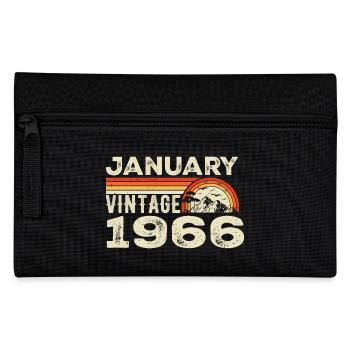 January 1966 Vintage Birthday 1966, Born 1966 - Pencil Case - black - Front