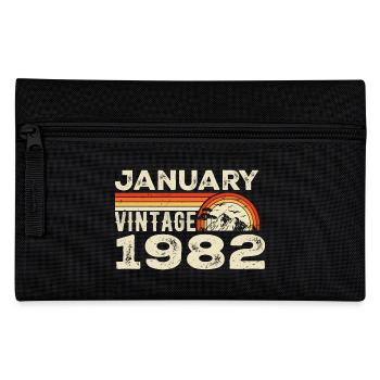 January 1982 Vintage Birthday 1982, Born in 1982 - Pencil Case - black - Front