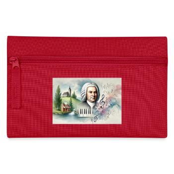 Johann Sebastian Bach: Porträt in vielen Malstilen - Federtasche - Rot - Vorne