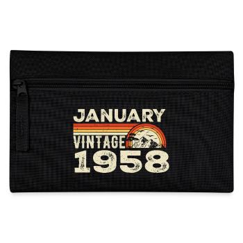 January 1958 Vintage Birthday 1958, Born in 1958 - Pencil Case - black - Front