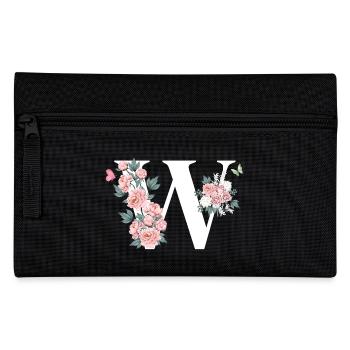 Buchstabe mit rosa Blumen - Federtasche - Schwarz - Vorne