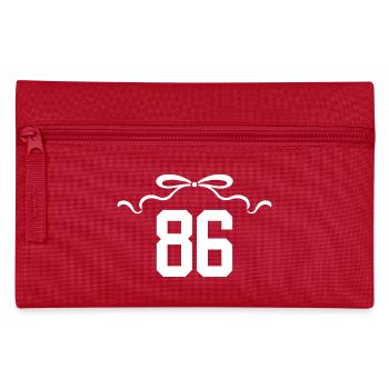 Nummer 86 Knoten - 86. Jahrestag - Federtasche - Rot - Vorne