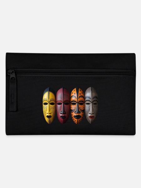 Afrikanische Maske - Federtasche - Schwarz