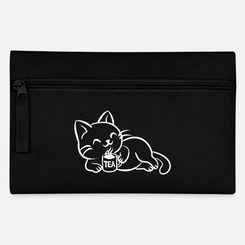 chillin tea cat - Federtasche - Schwarz