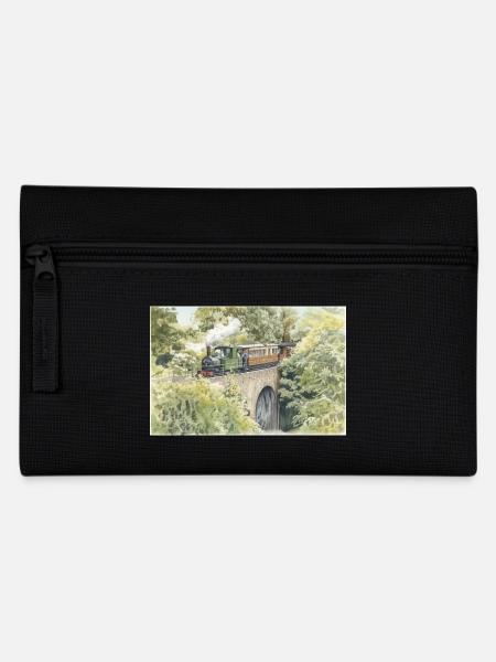 Aquarell-Dampfeisenbahn-Viadukt - Federtasche - Schwarz